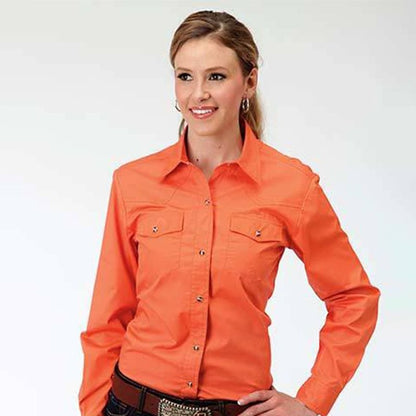 Roper Ladies Solid Poplin Long Sleeve Snap Shirt