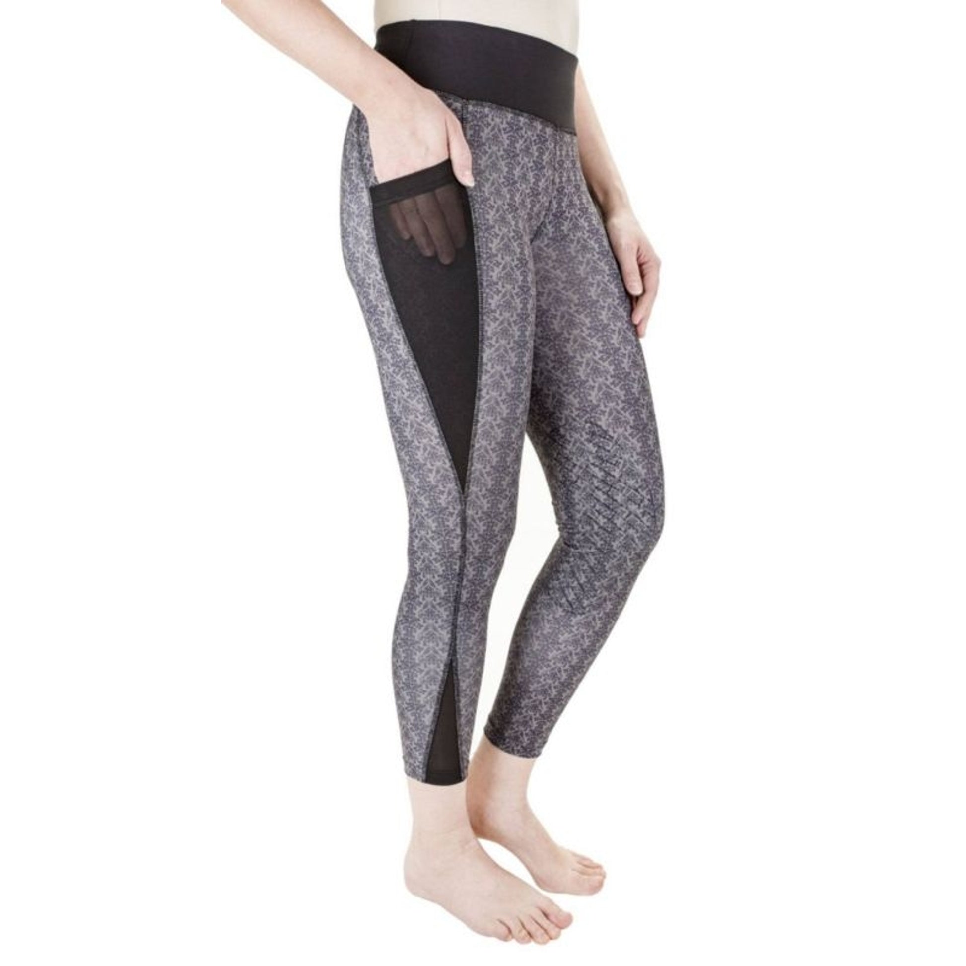 TuffRider Ladies Damask Tights L Black/White