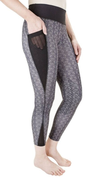 TuffRider Ladies Damask Tights L Black/White