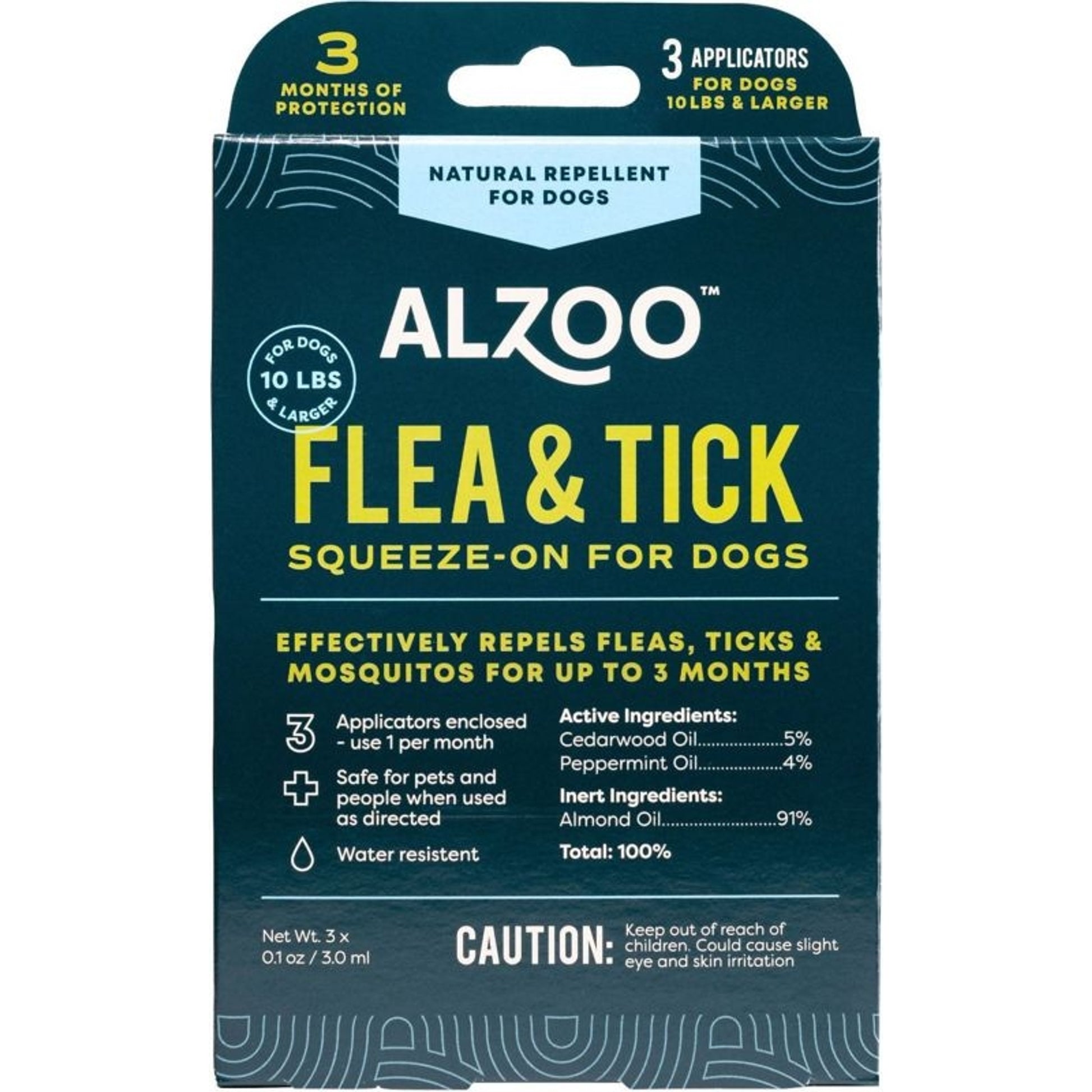 Alzoo Plant Based Flea Tick Squeeze On Dogs 3pk