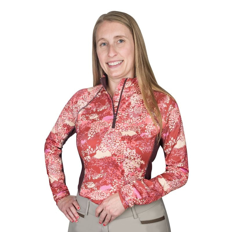Ovation Ladies 1/4 Zip LS Print Sunshirt