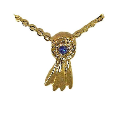 Finishing Touch Blue Ribbon Pendant Gold Finish