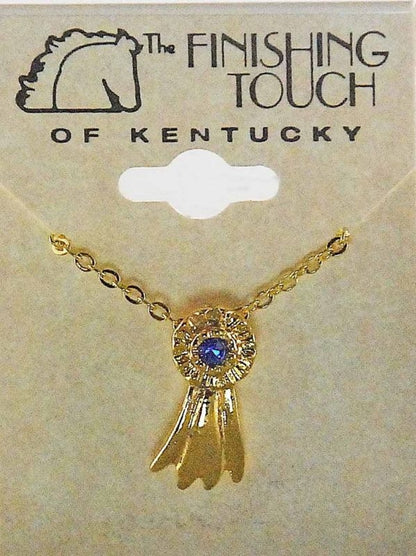 Finishing Touch Blue Ribbon Pendant Gold Finish