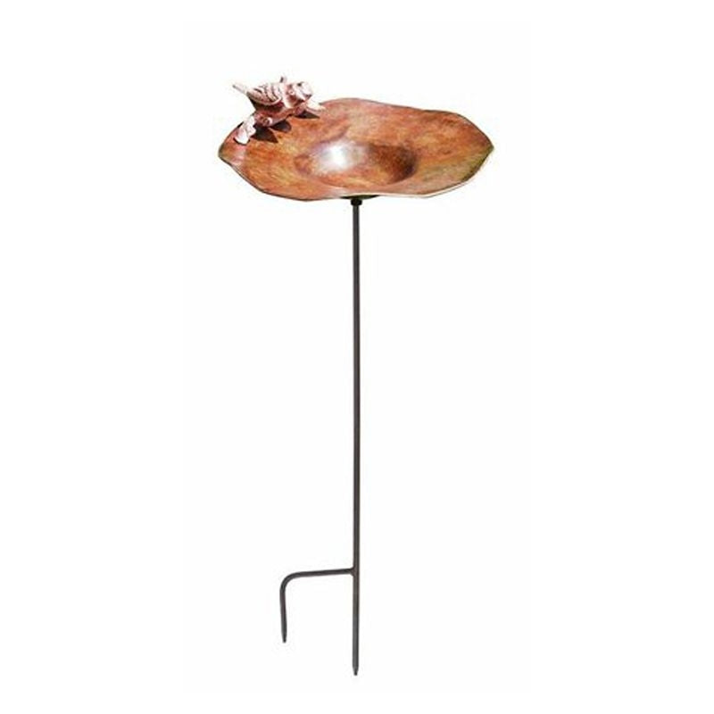Antiqued Birdbath with Birds