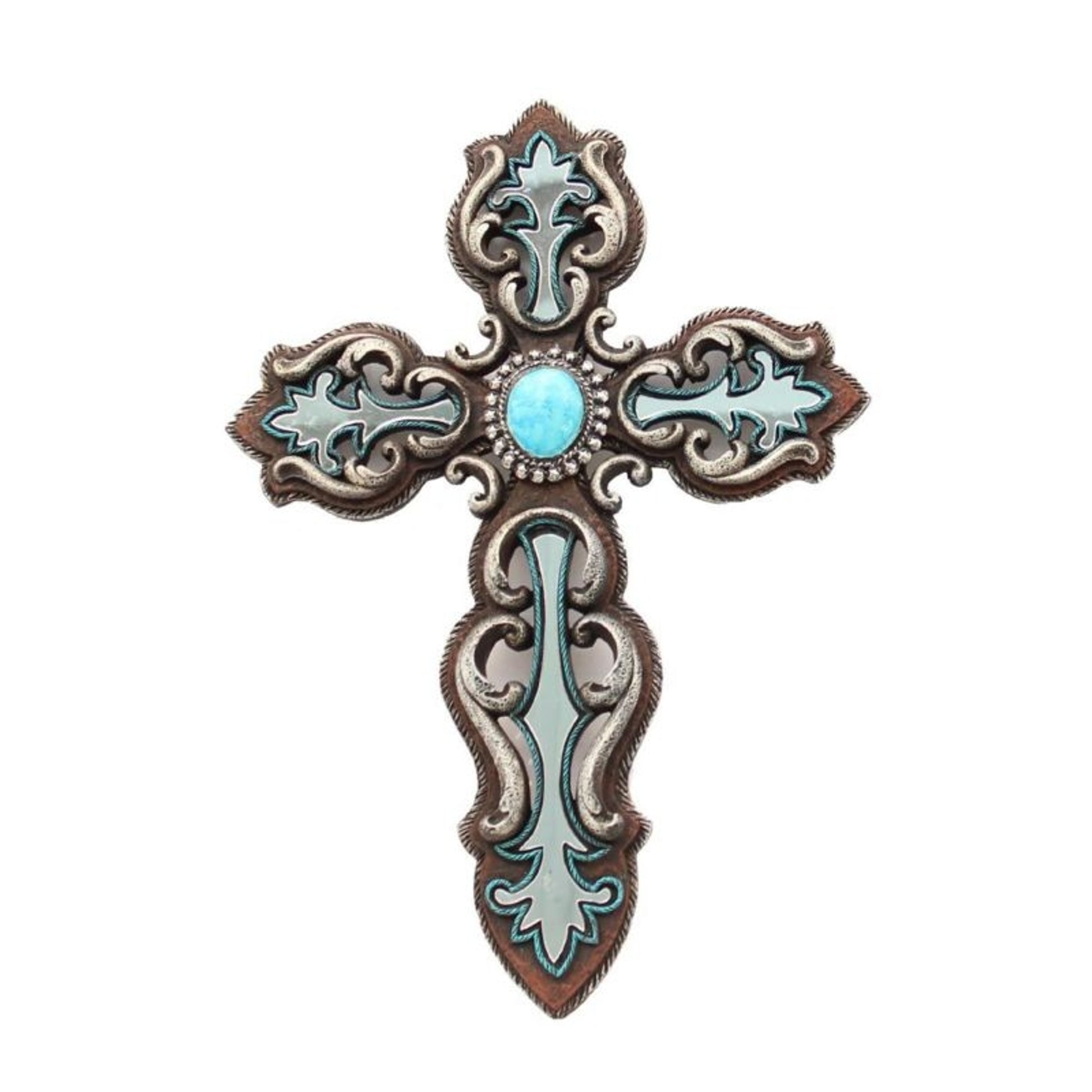 Western Moments Wall Cross MirrorTurquoise