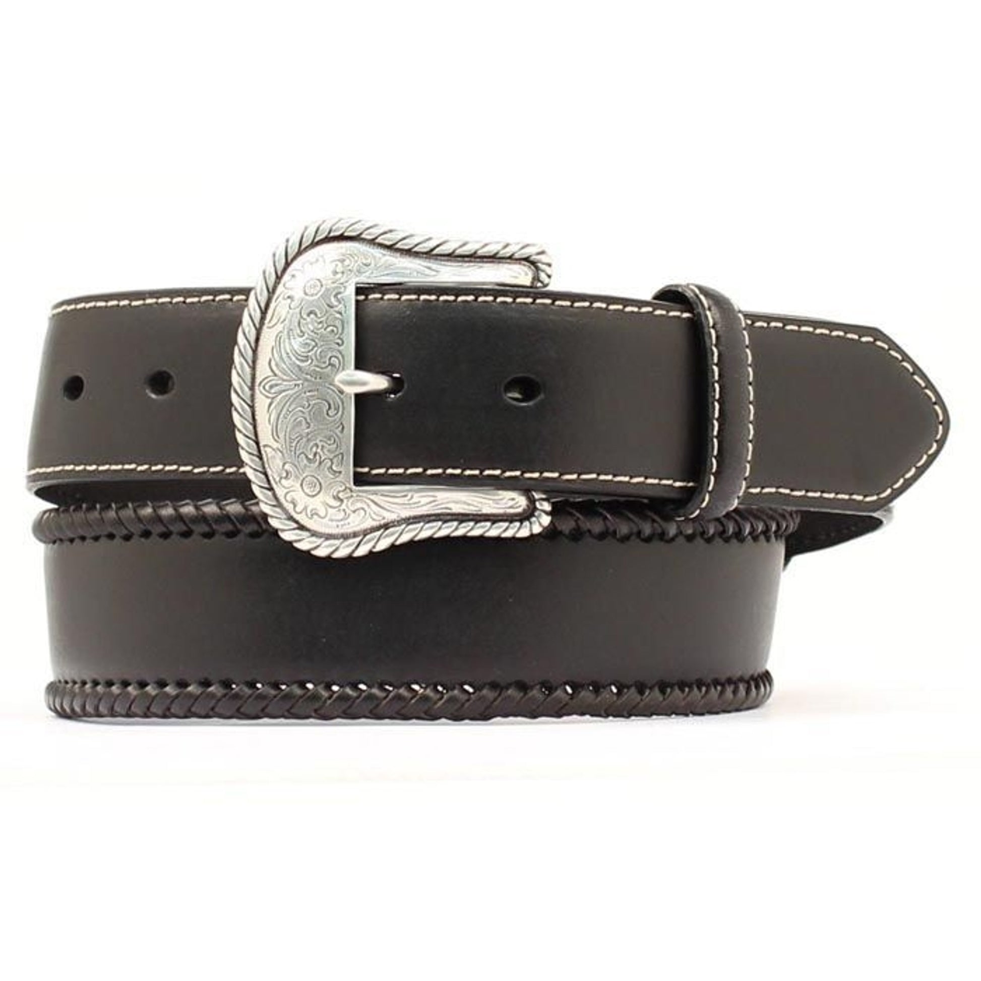 Nocona Mens Top Hand Lace/Round Concho Belt 28 Blk
