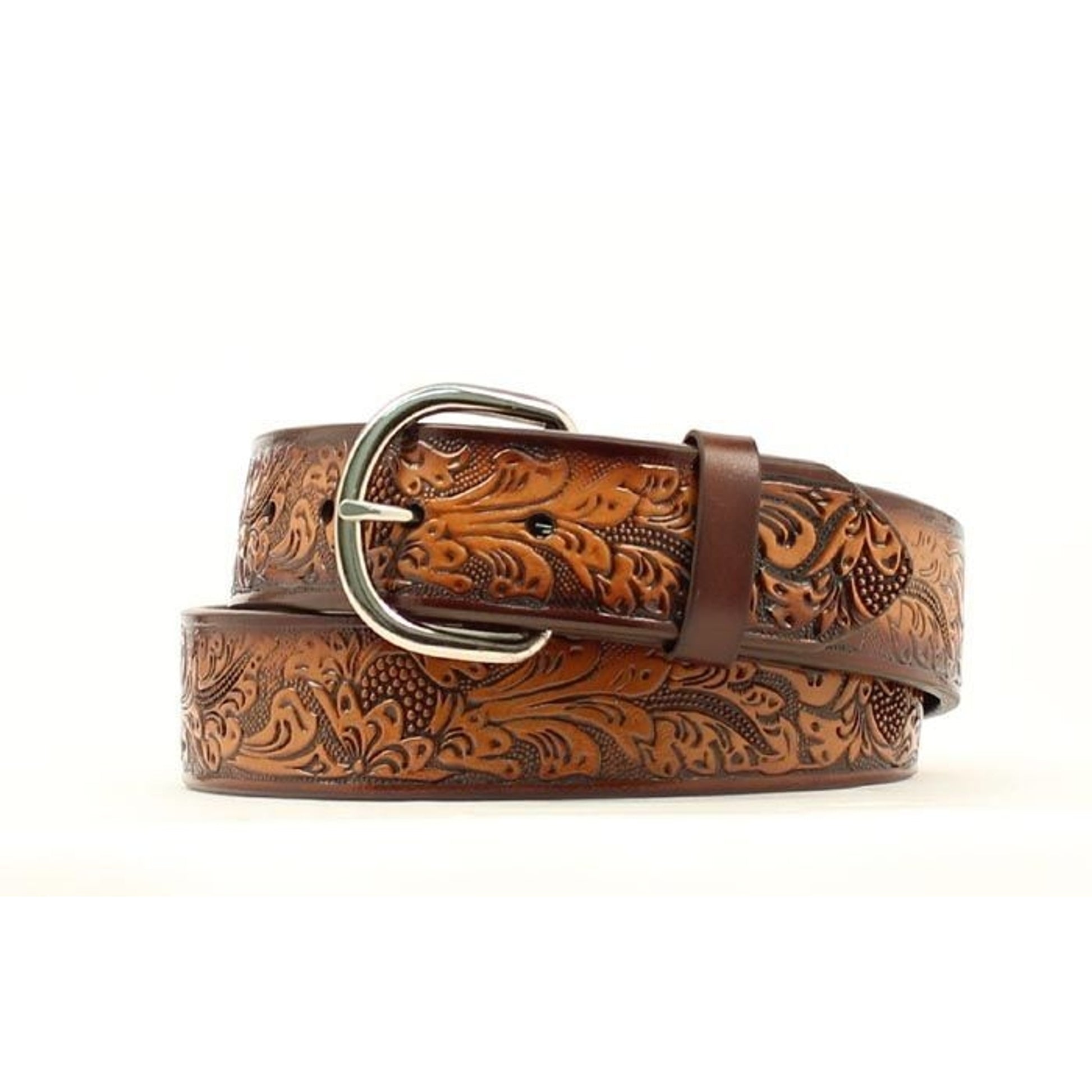 Nocona Hired Hand Floral Belt 28 Brown
