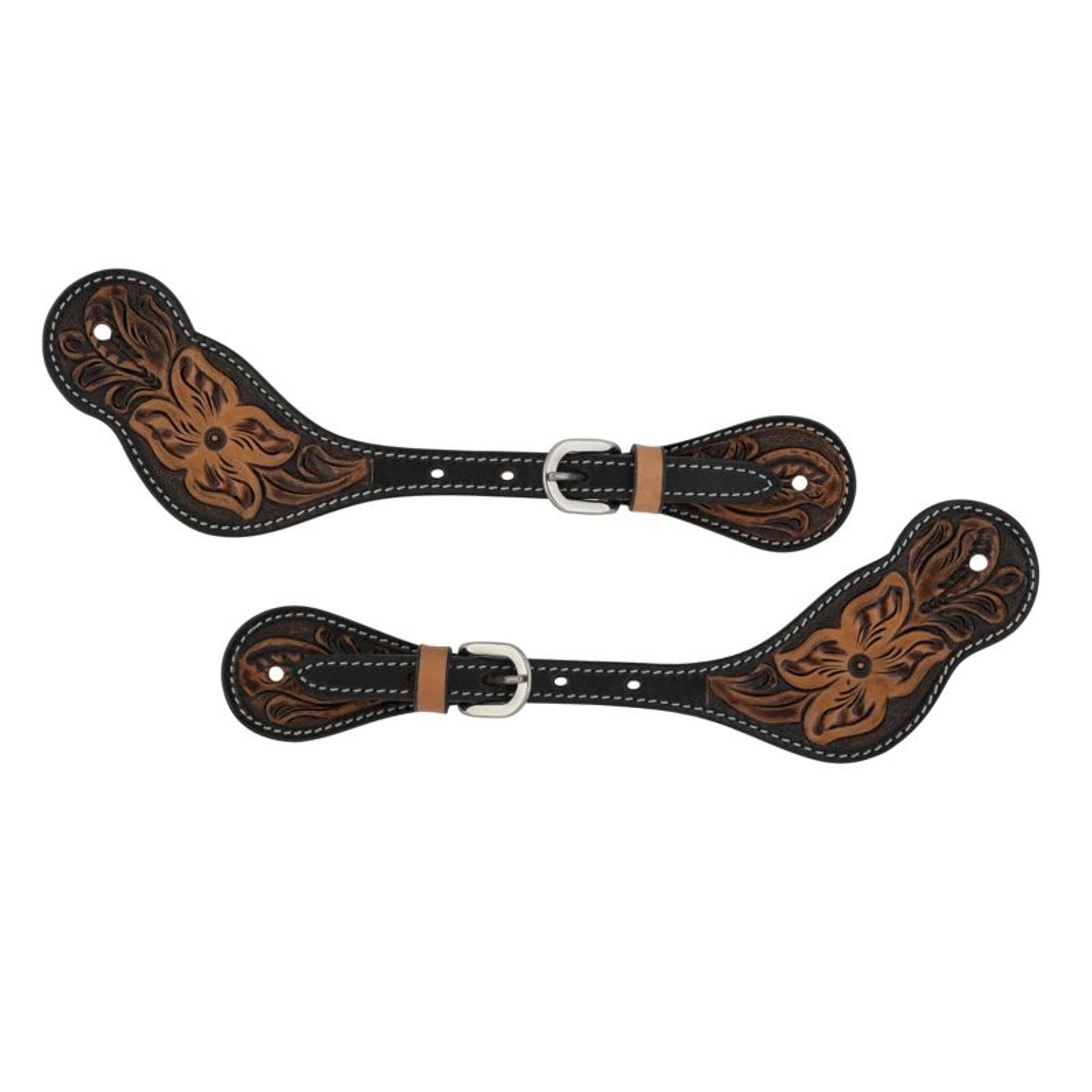 Weaver Cross Floral Tooled Mens Spur Straps Mens