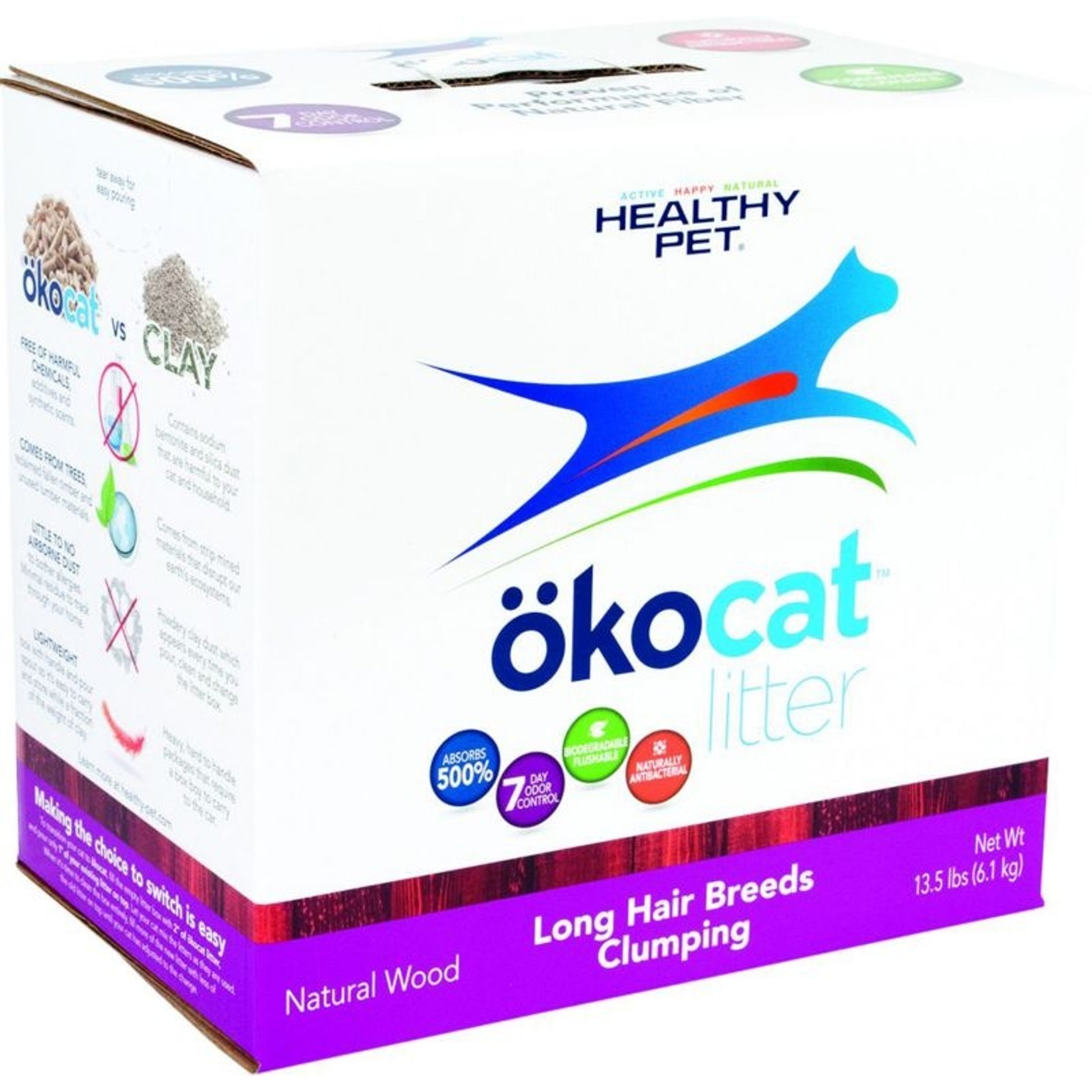 Okocat Nat Wood Cat Litter Long Hair Breeds 8.4lb