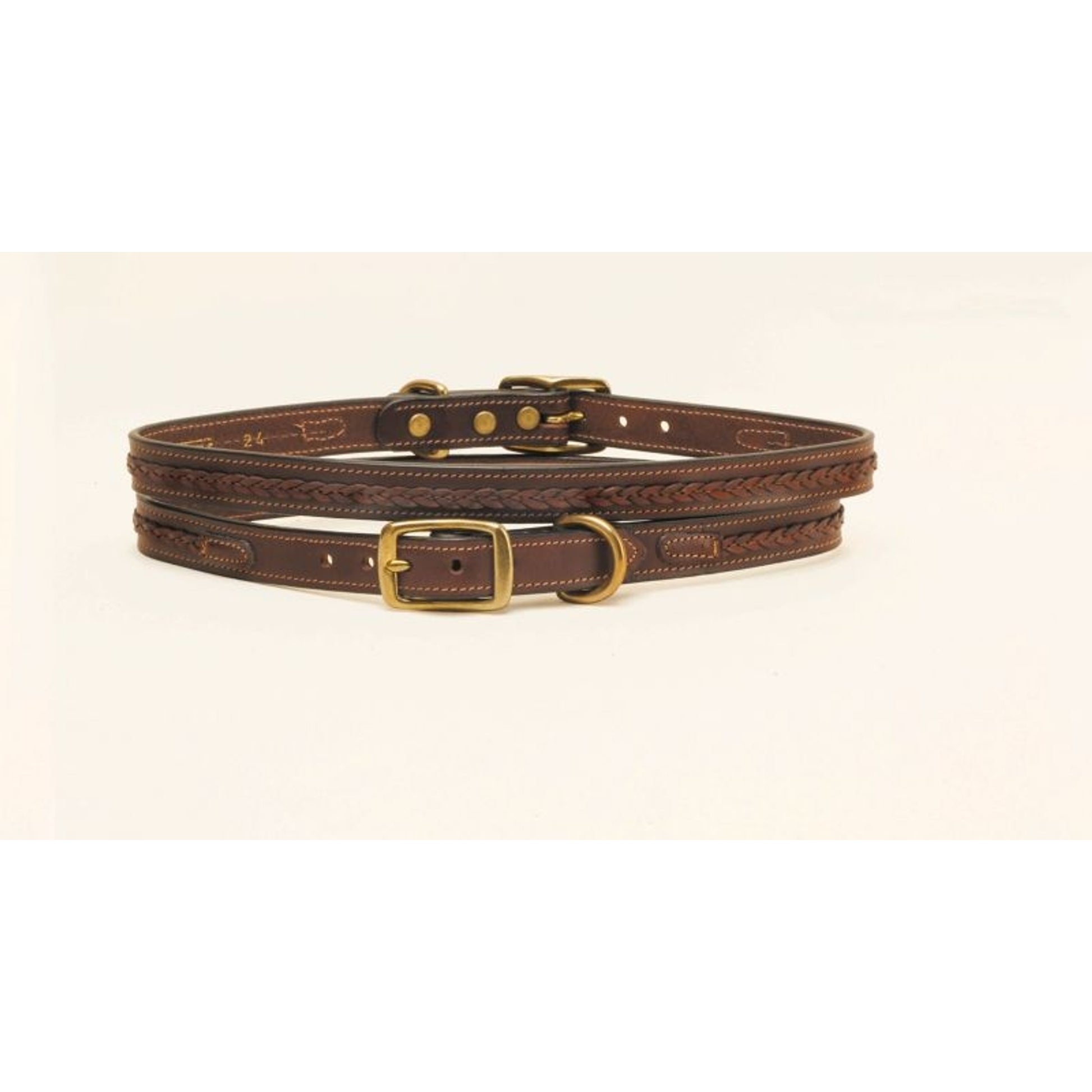 3/4In Dog Collar - Raised Center Braid 12in Bk/Gry