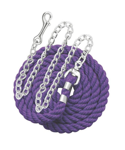 Perris Solid Cotton Lead With Chain - 1/2 6ft Brn
