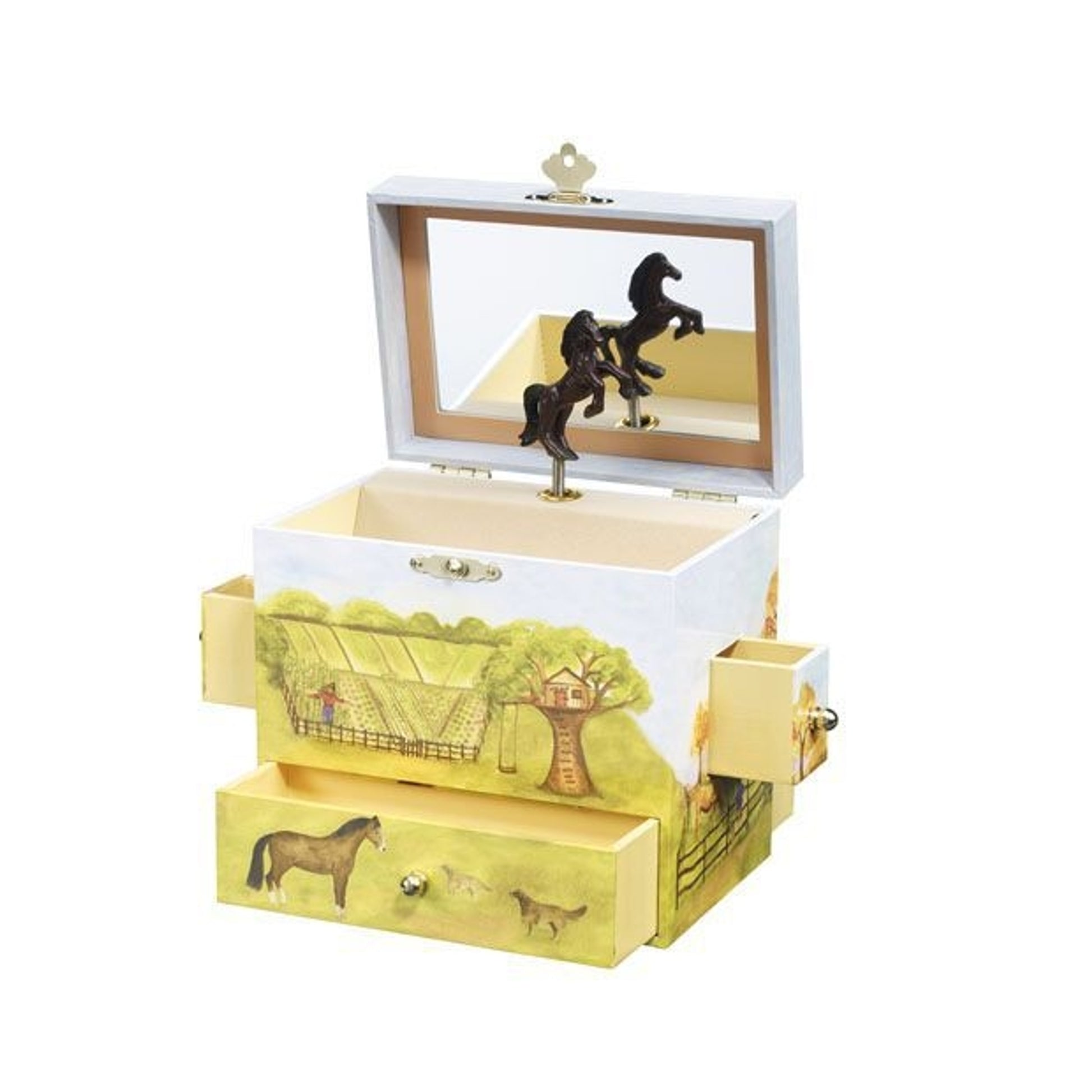 Horse Ranch Musical Treasure Box 6L x 4W x 6H Stee