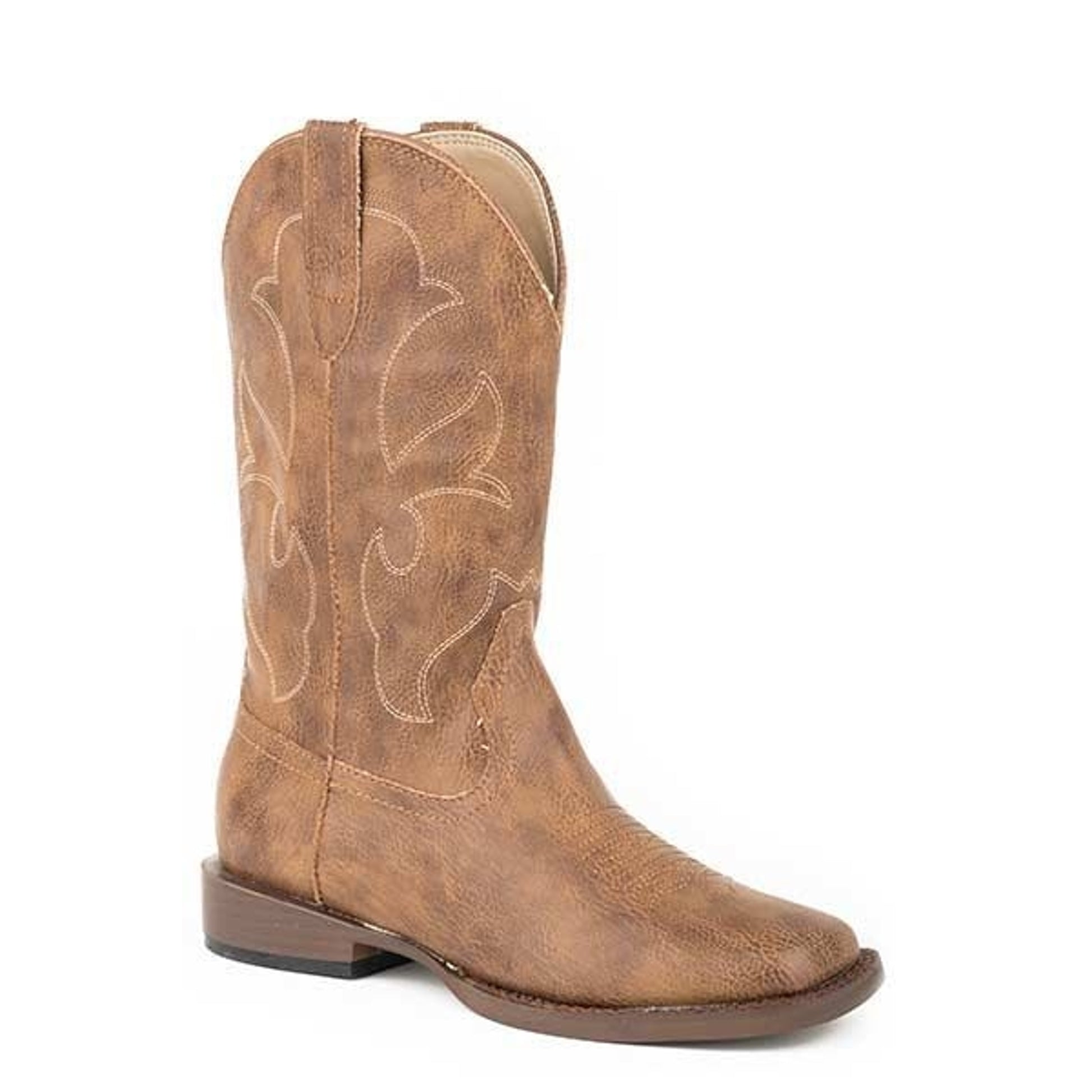 Roper Boys Kids Cole Square Toe Western Boot 1 Brn