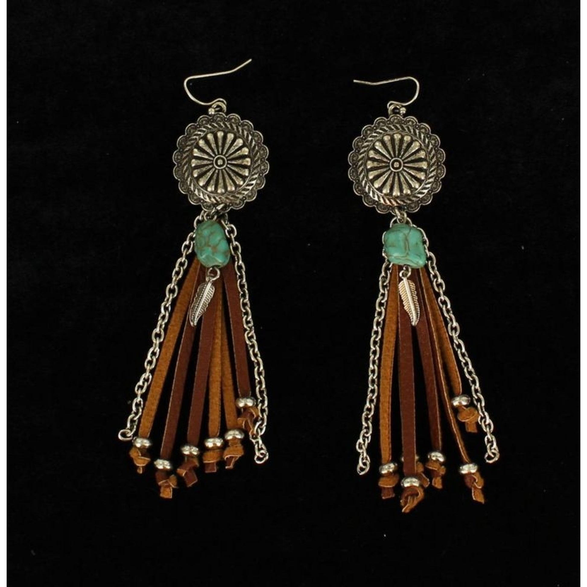 Blazin Roxx Floral Beaded Arrow Fringe Earrings