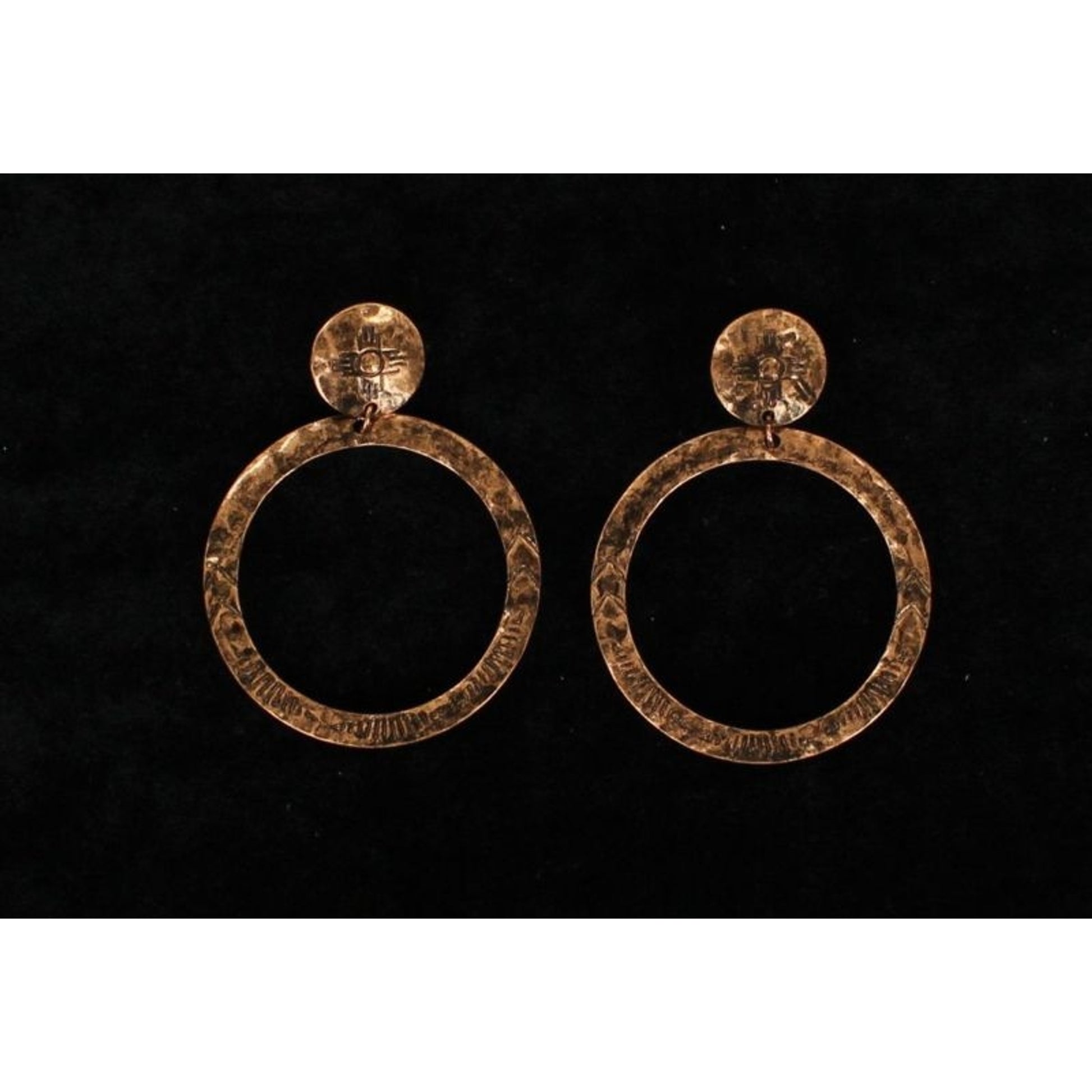 Blazin Roxx Large Copper Circles EarringsBk/Wh