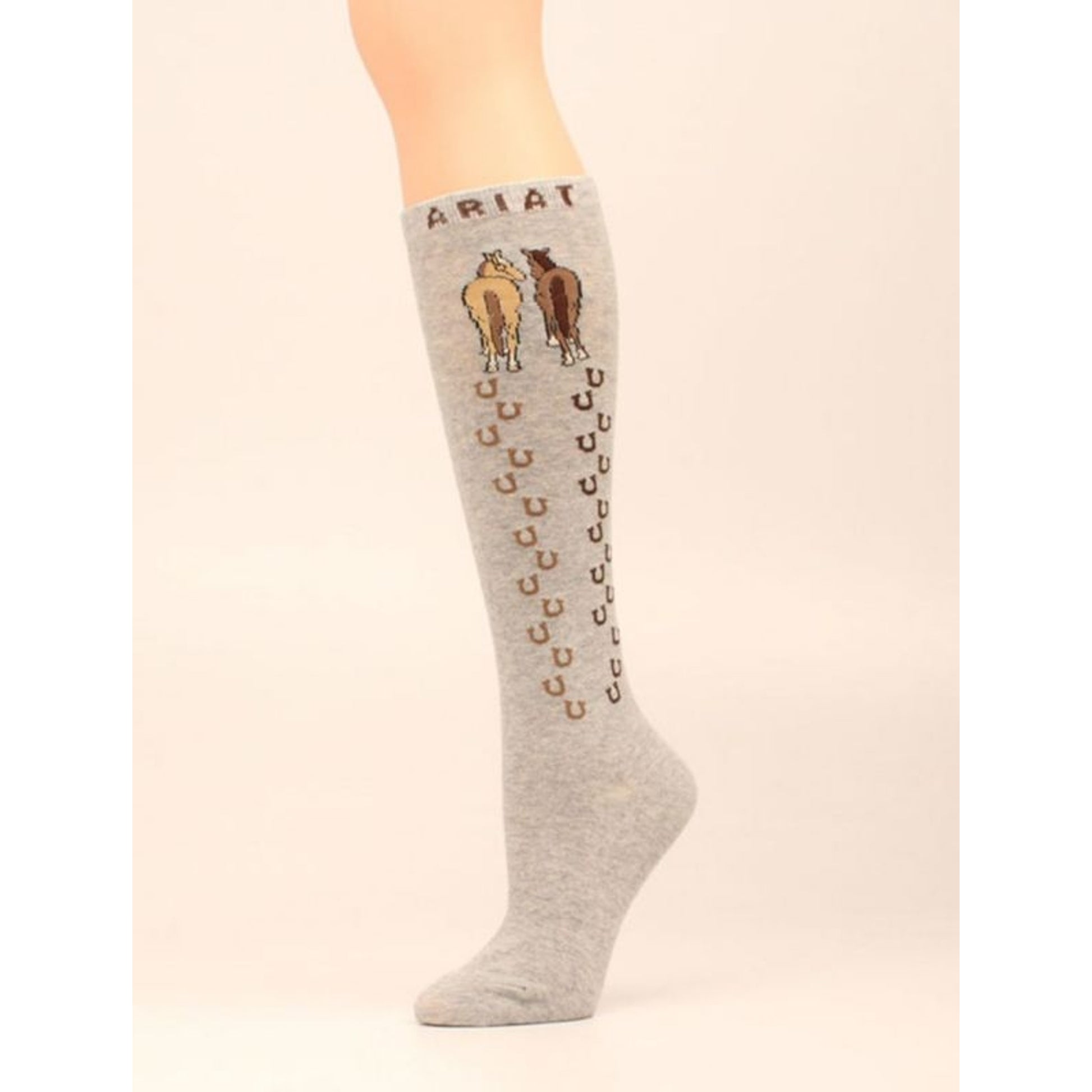 Ariat Horse Head Crew Sock Grey