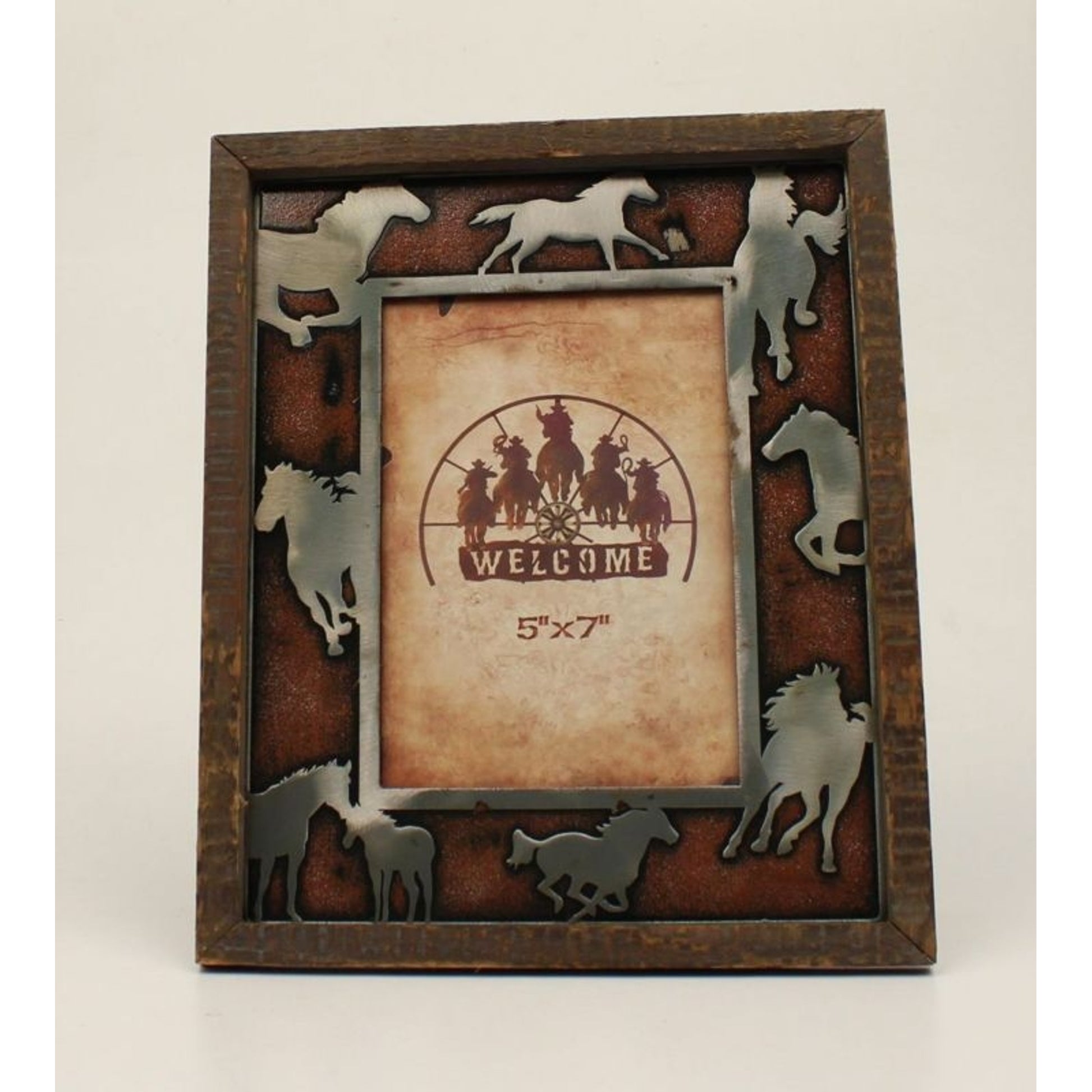 Running Horses Picture Frame 5 x 7 Bk/Wh