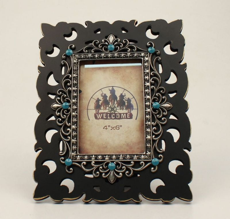 Scroll Stone Picture Frame 4 x 6 Bk/Wh
