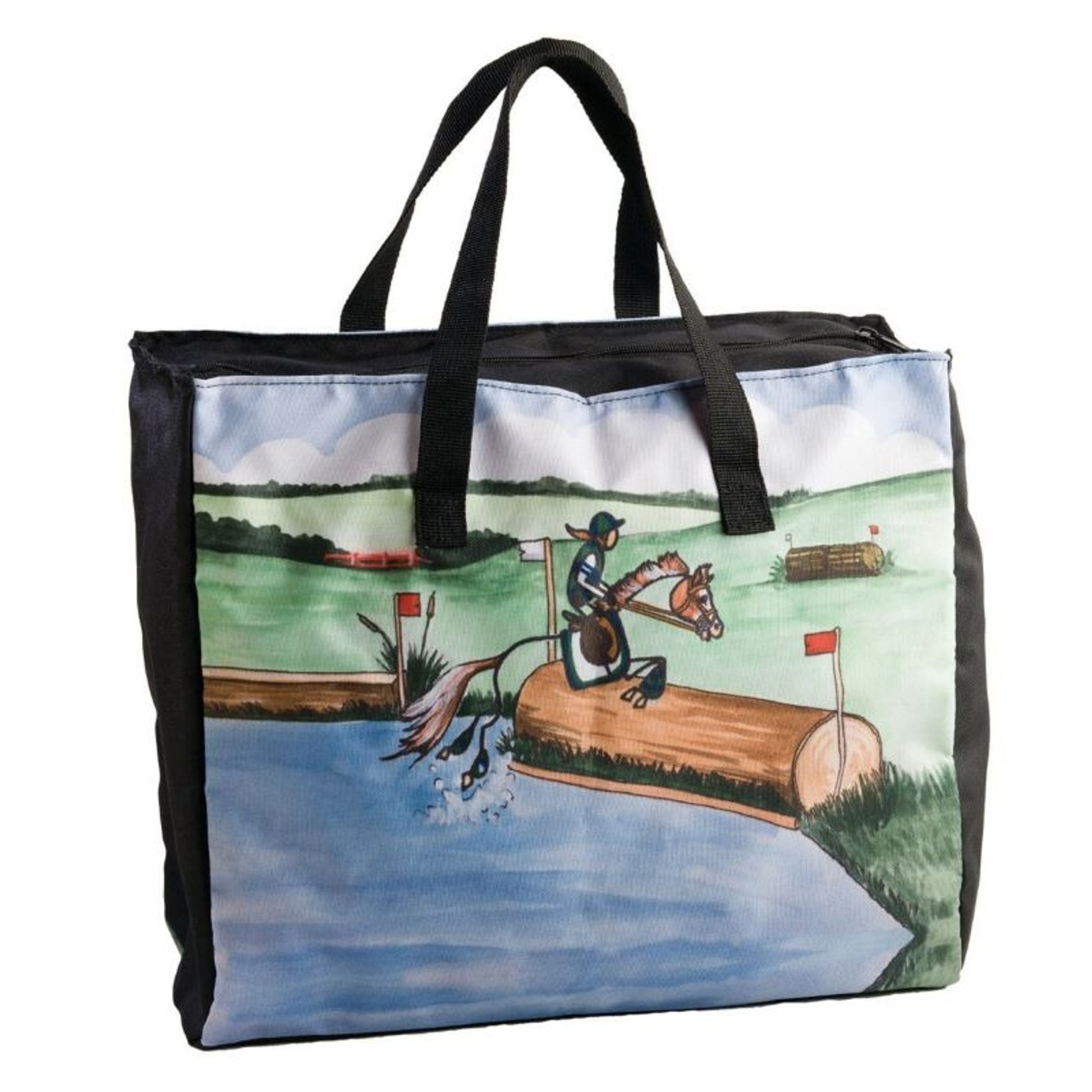 Whimsical Stick Horse Tote-Cross Country 16x13.5x6