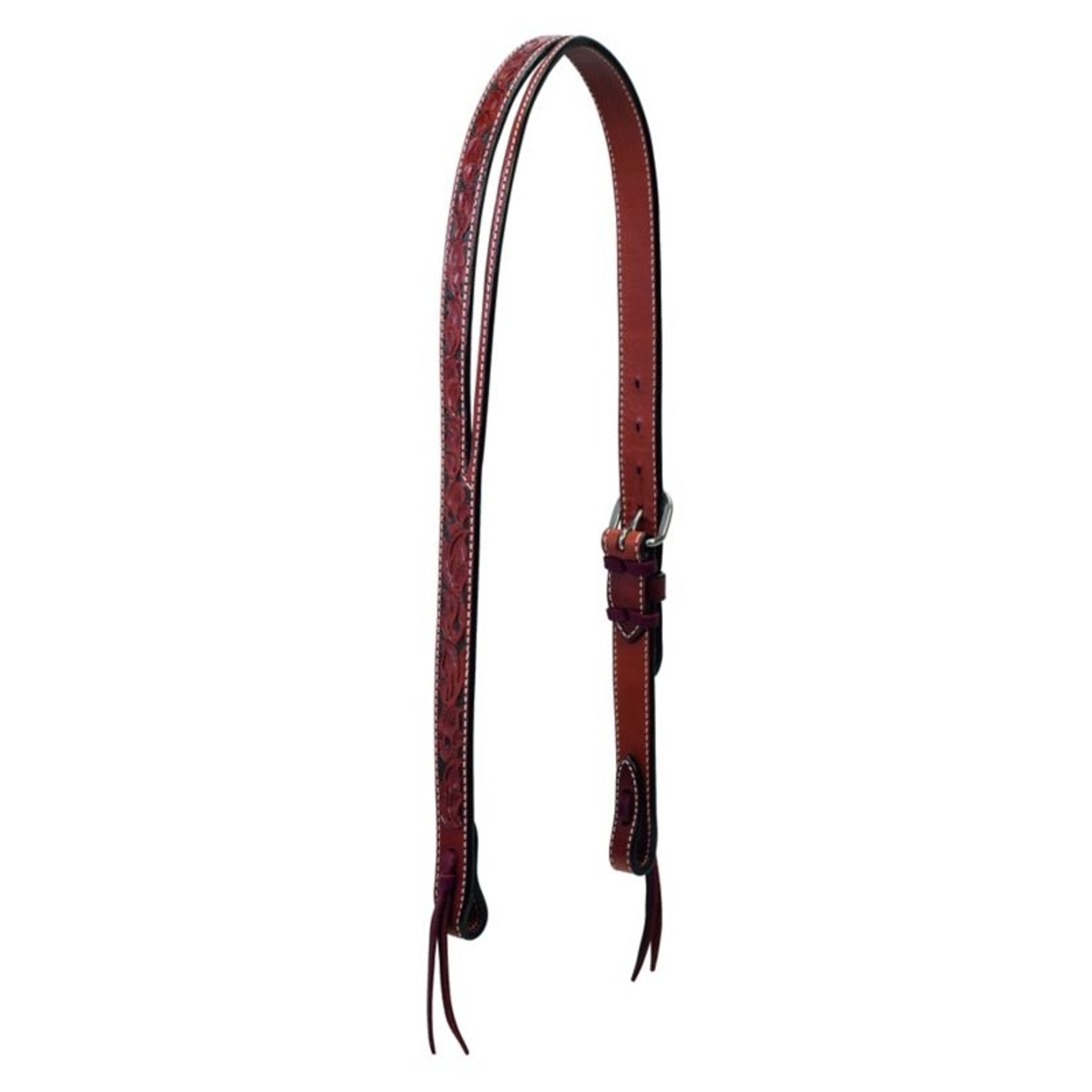 Weaver Floral Carved Belt Headstall 1 Chestnut