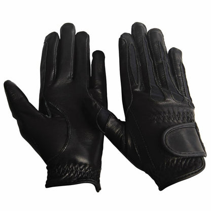 Equine Couture Girls Leather Summer Gloves Sm Blk