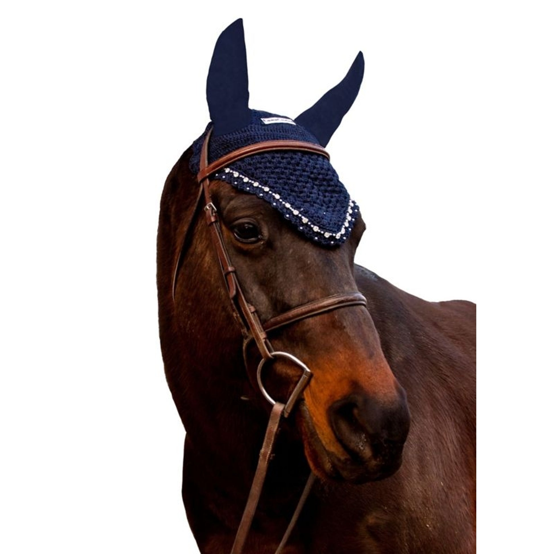 Equine Couture Fly Bonnet With Crystals Cob Blk