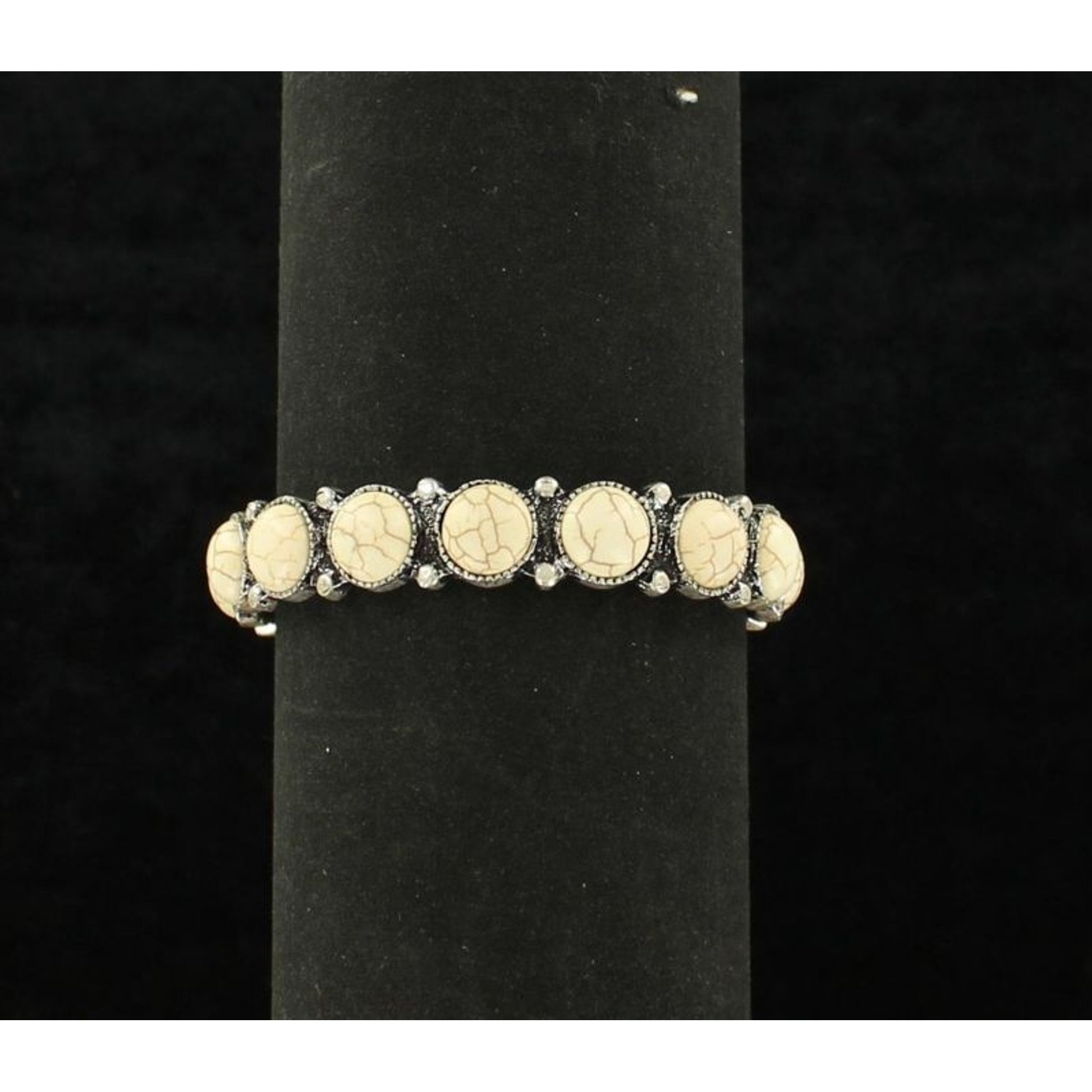 Blazin Roxx Round Stone Dot Cuff BraceletBk/Wh