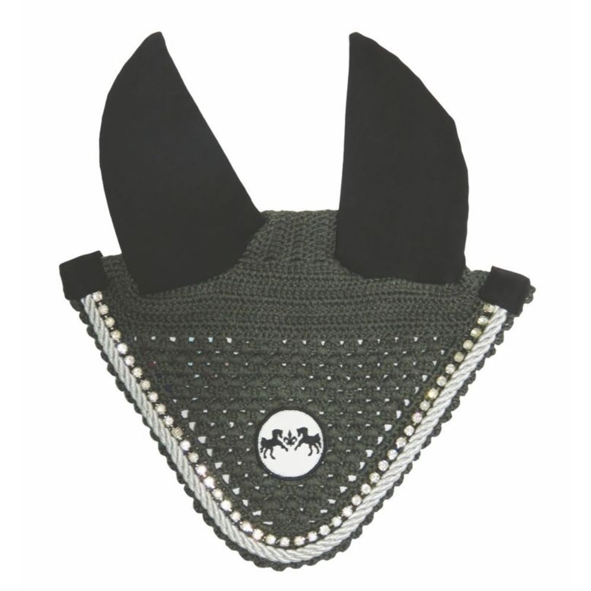 Fly Bonnet /Silver Rope/Crystals Cob Black