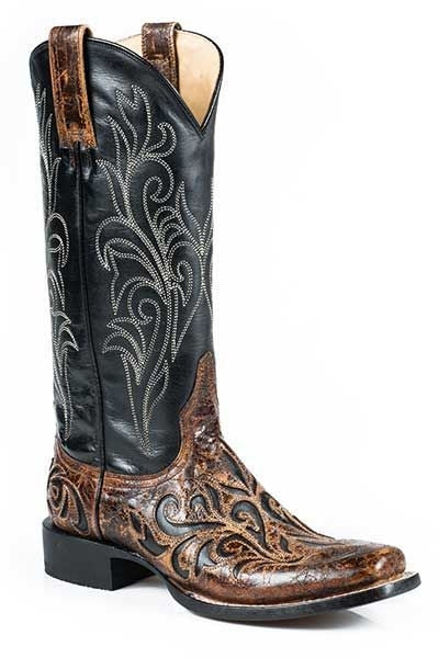 Stetson Ladies Carole Narrow Sq Toe Boot 9 Brn/Blk
