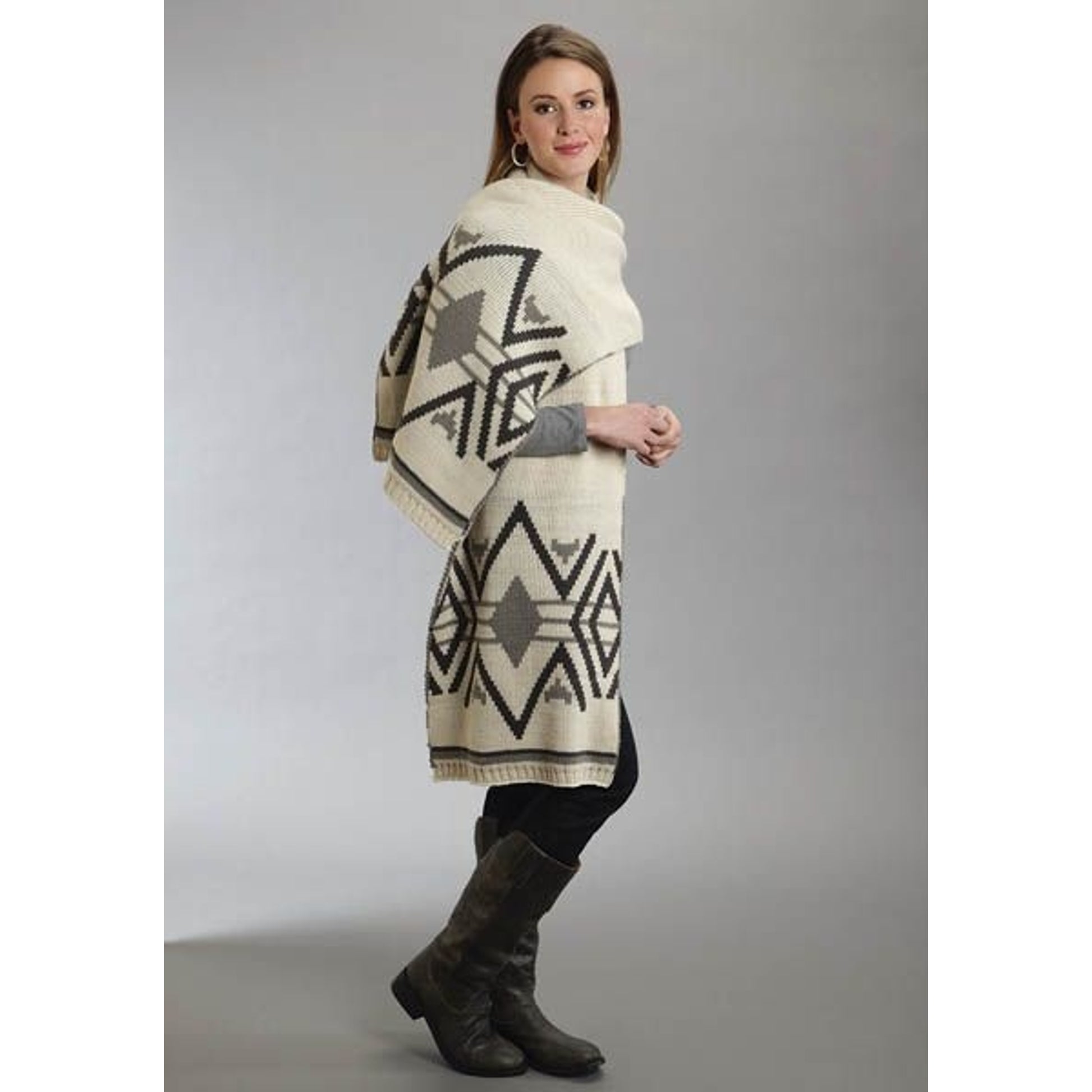 Stetson Ladies Aztec Pattern Intarsia Scarf Brn