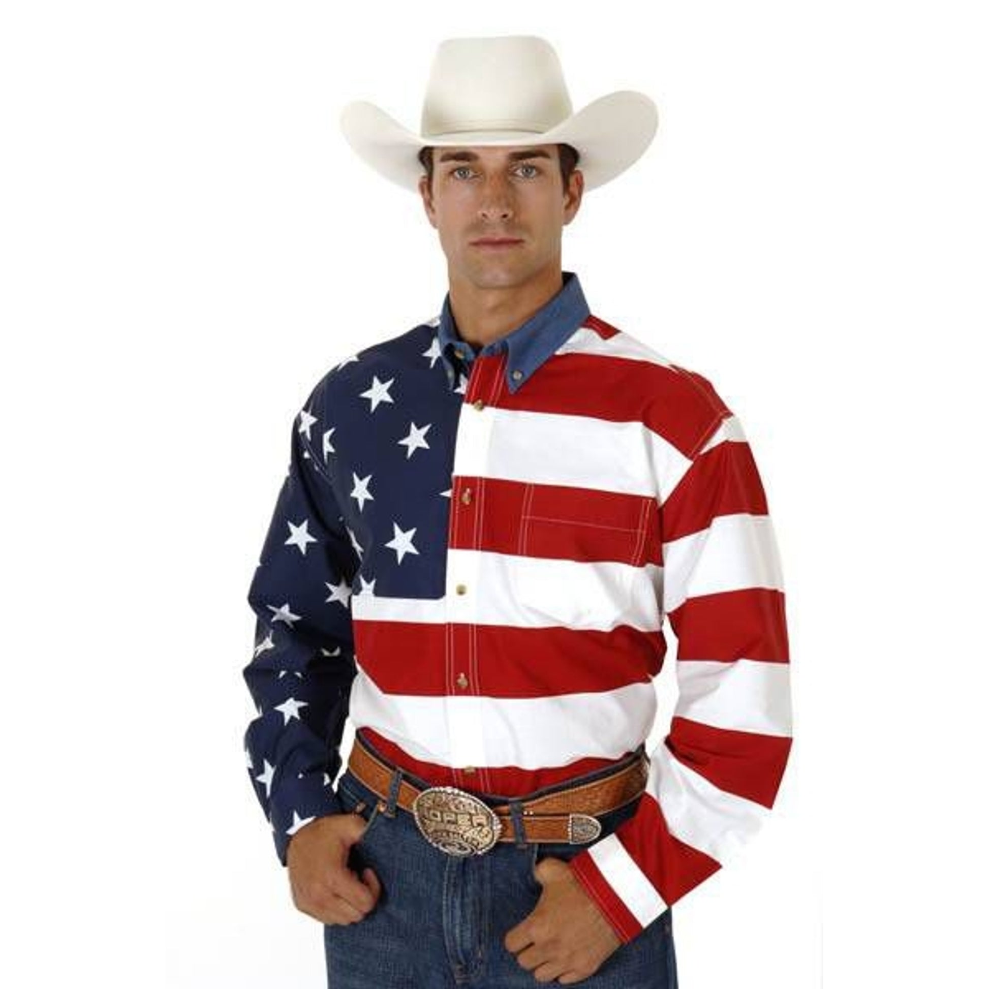 Roper Mens Stars Stripes Flag Button Shirt