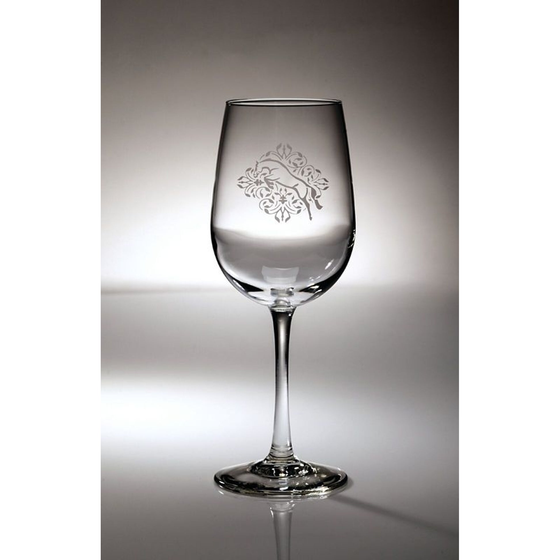 Kelley Jumper Floral Etched Wine Glass 18.5oz Bk/W