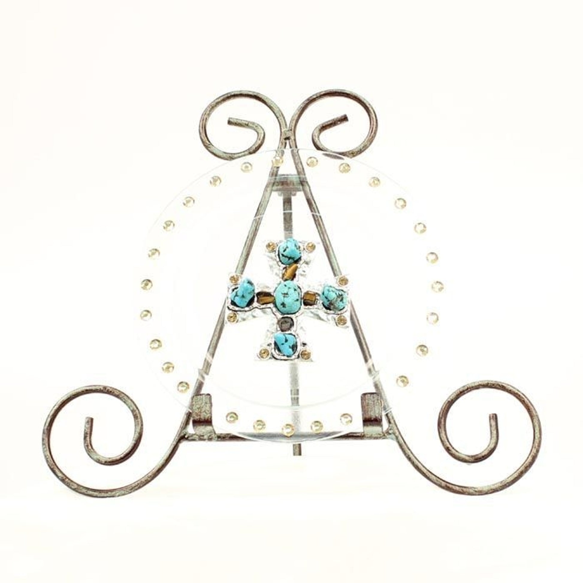 Western Moments Maltese Cross Plate And EaselTurq