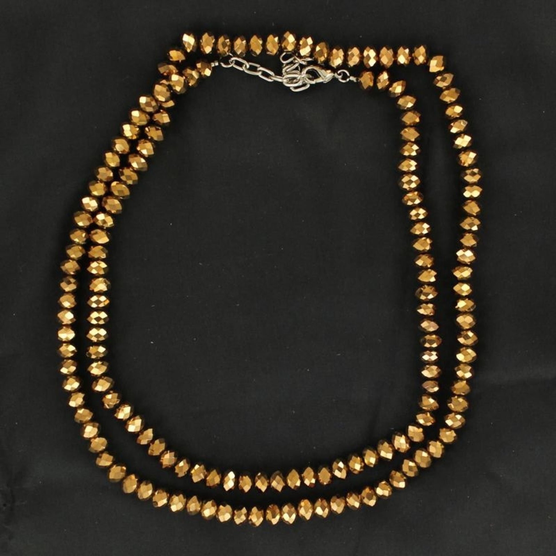 Bright Shine Round Beaded Necklace 35 Gold Tone