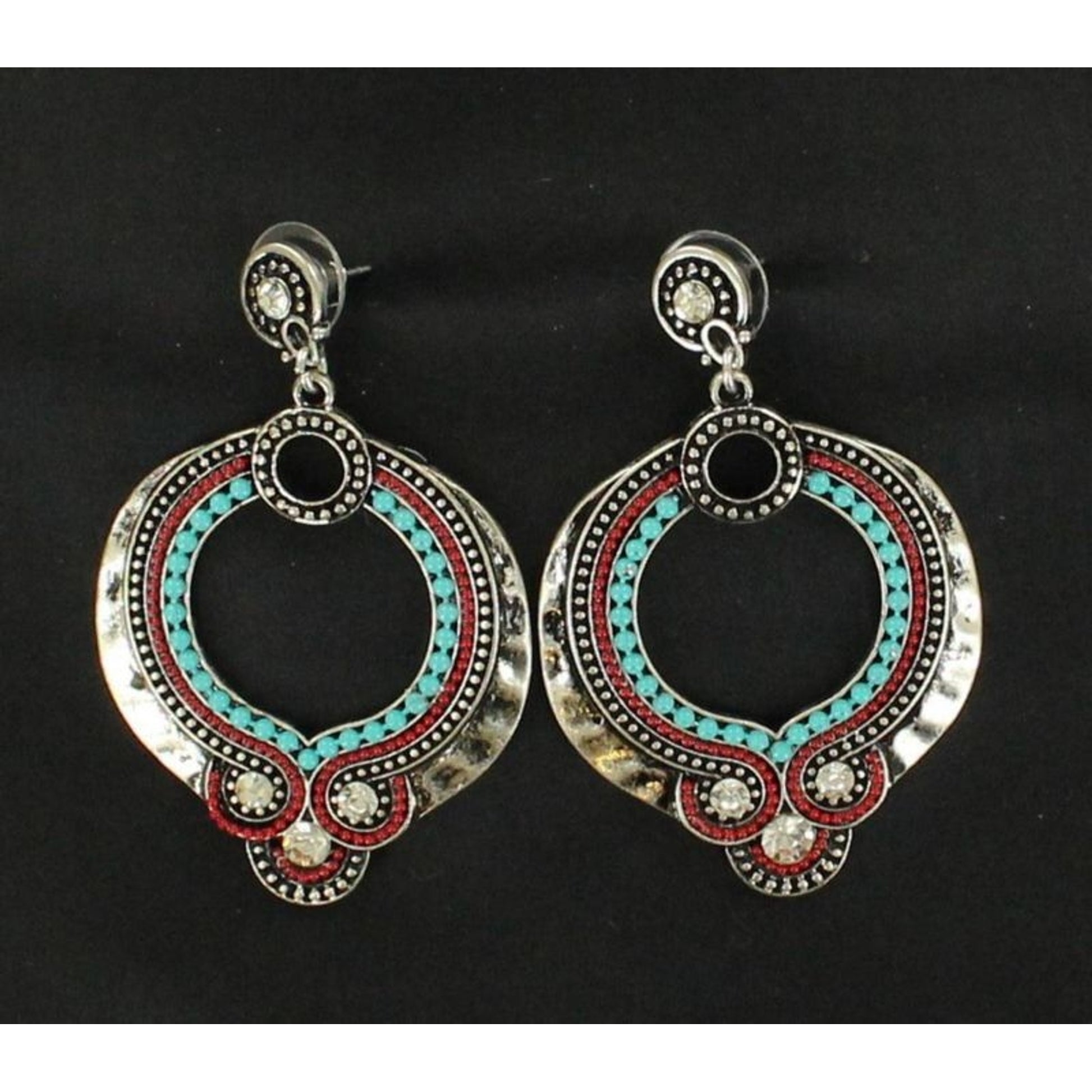 Blazin Roxx Ornate Post Drop Crystal Earrings Tur