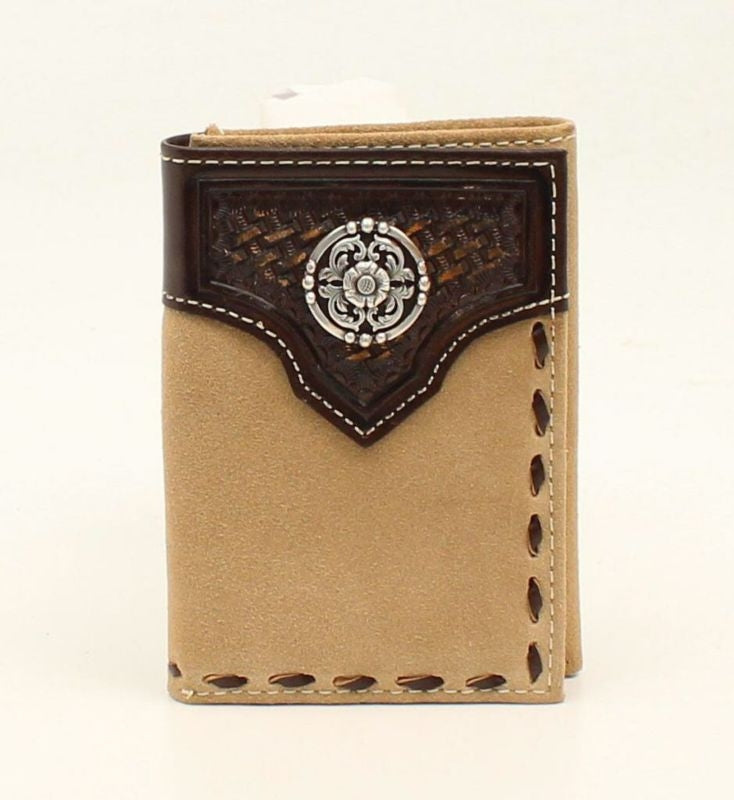 Basketweave Embossed Concho Tab Lace Edge Wallet