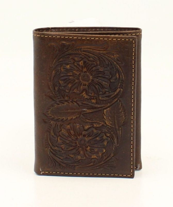 Ariat Mens Trifold Floral Embossed WalletBrown
