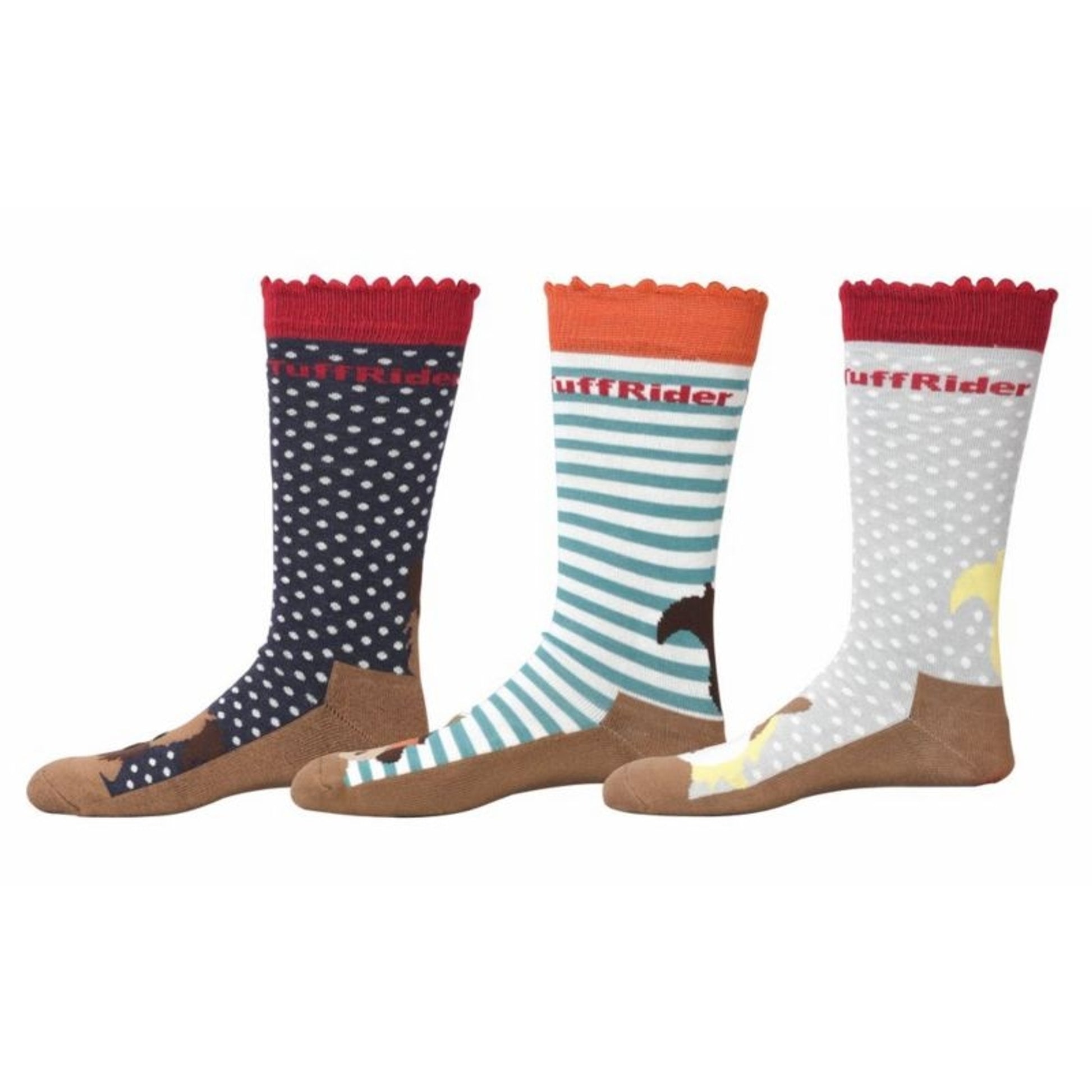 Tuffrider Kids Aron Socks 3 Pk Black/White/Grey