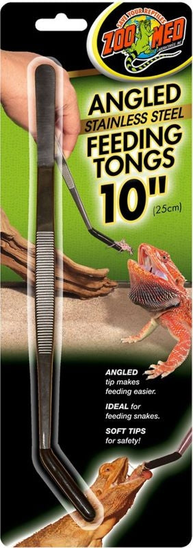 Angled Stainless Steel Feeding Tongs 10