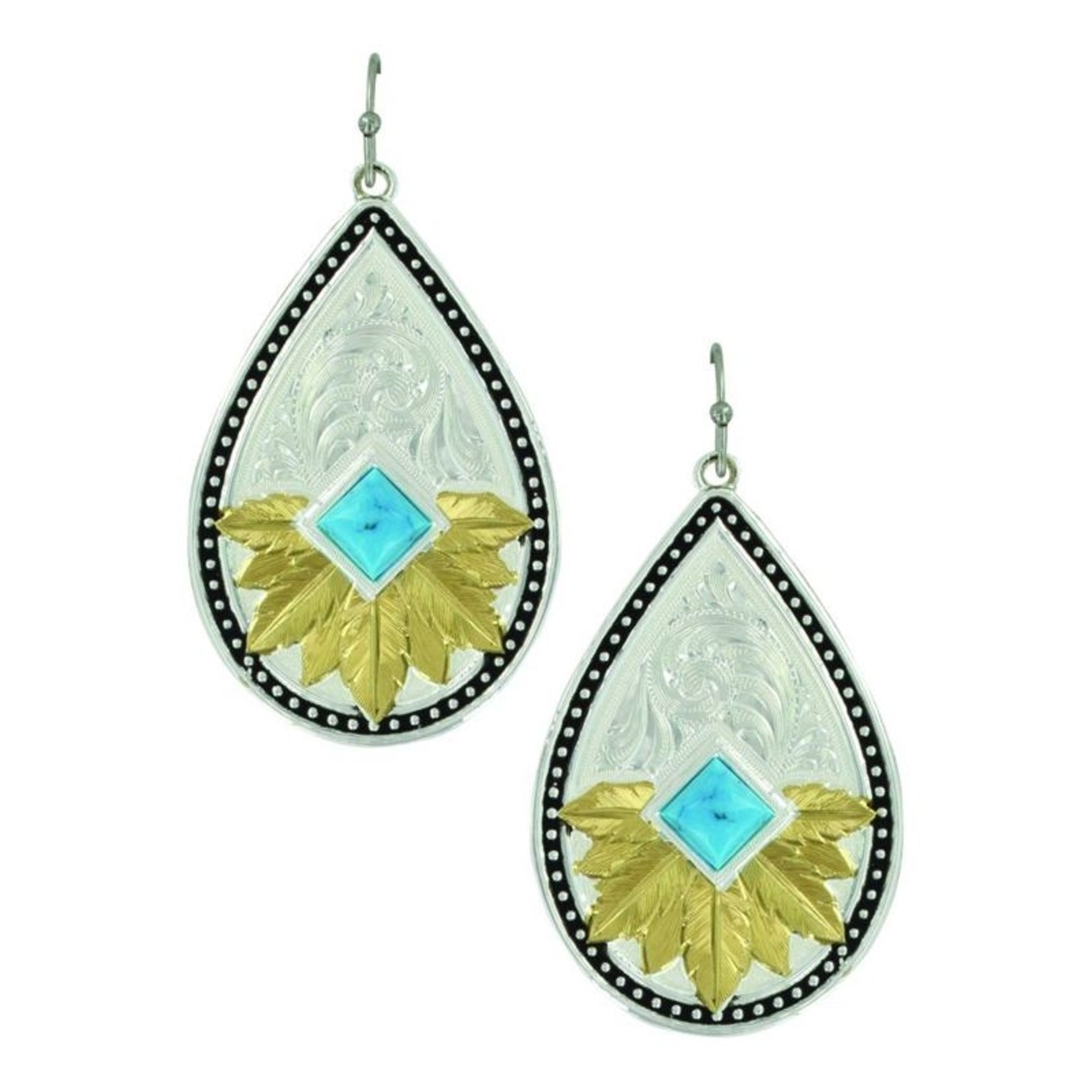 Feathered Desert Flower Turquoise Earrings
