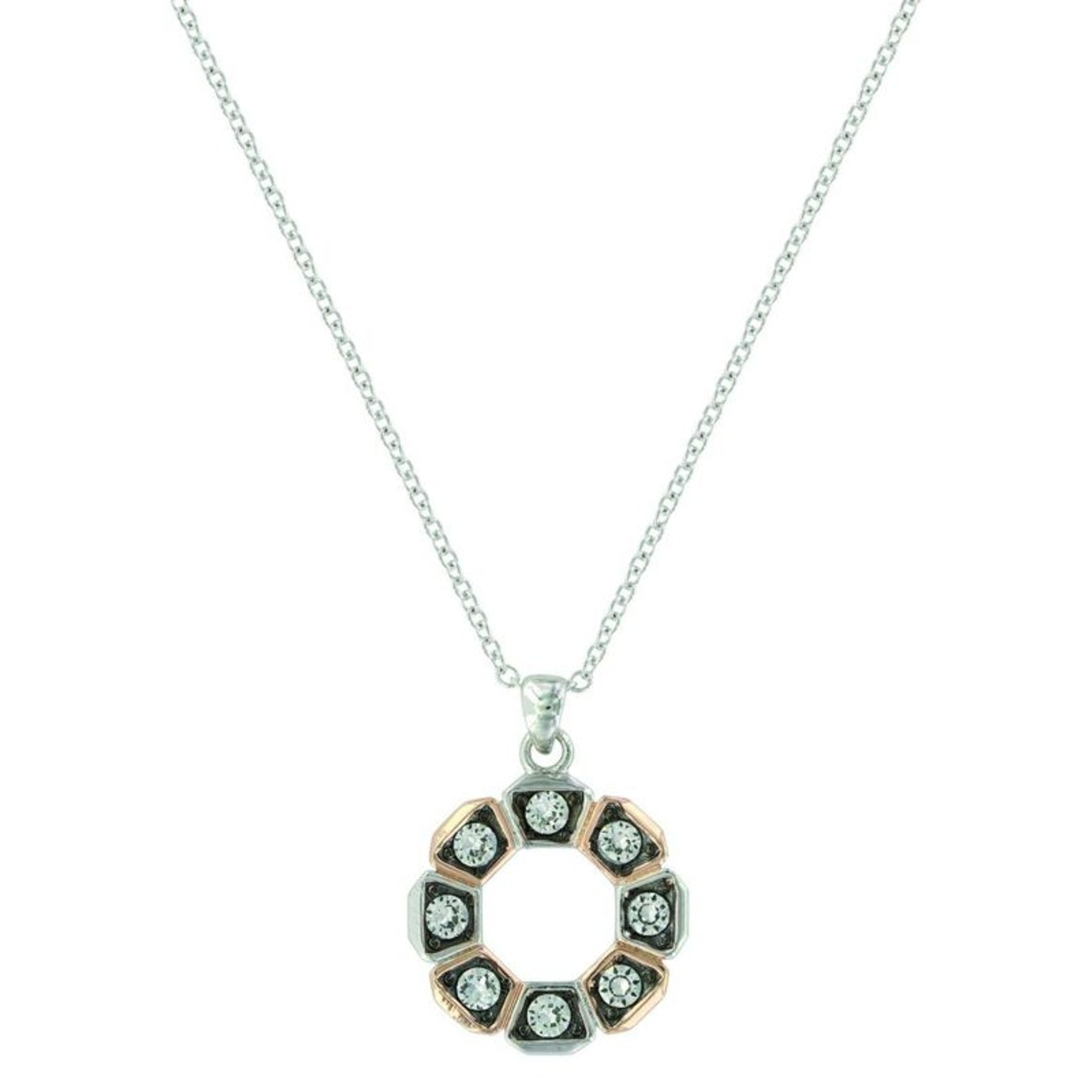 Montana Silver Horseshoe Nail Wreath NecklaceBk/Wh