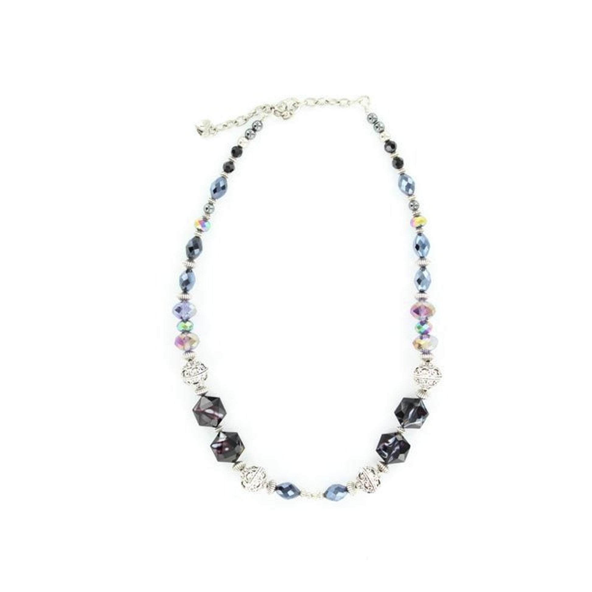 Engraved and Black Beads Necklace 19 Black