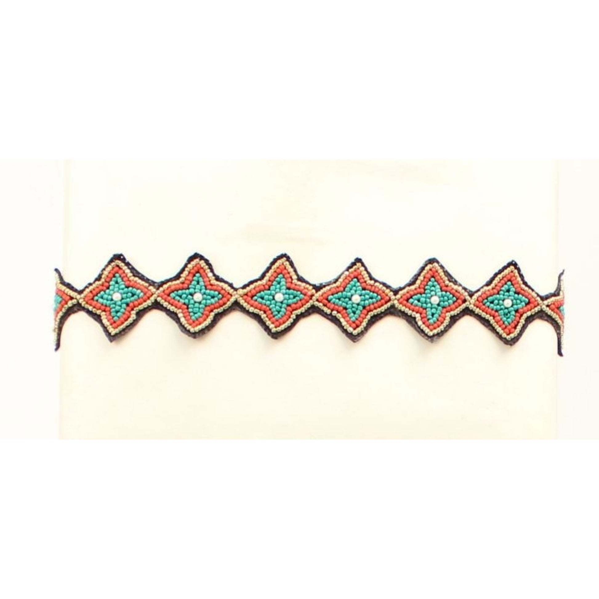 Fashion Seed Bead Headband Green/Red