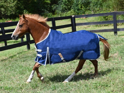 1200D Waterproof Turnout Sheets 48in Navy/Silver