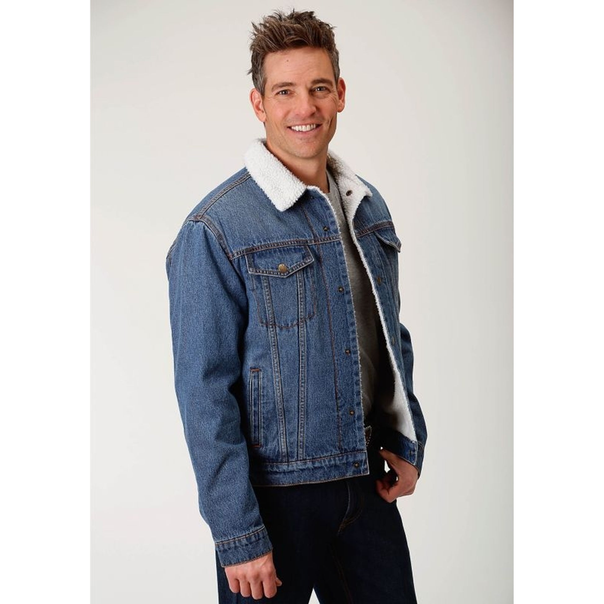 Roper Mens Rangegear Sherpa Jean Jacket LG Blue
