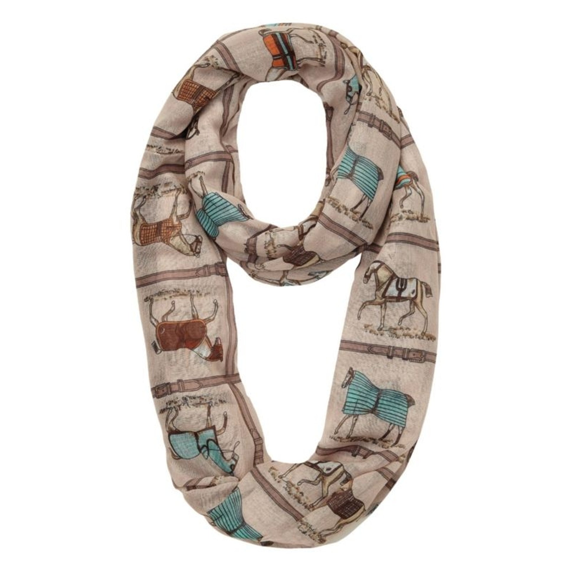Kelley Horses in Blankets Infinity Scarf 20" x 70"