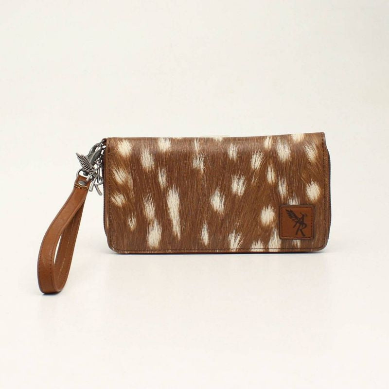Angel Ranch Zip Deer Clutch Wallet 71/2 x 1/2 x 4
