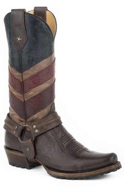 Roper Mens Americana Flag Snip Toe Harness Boots 1