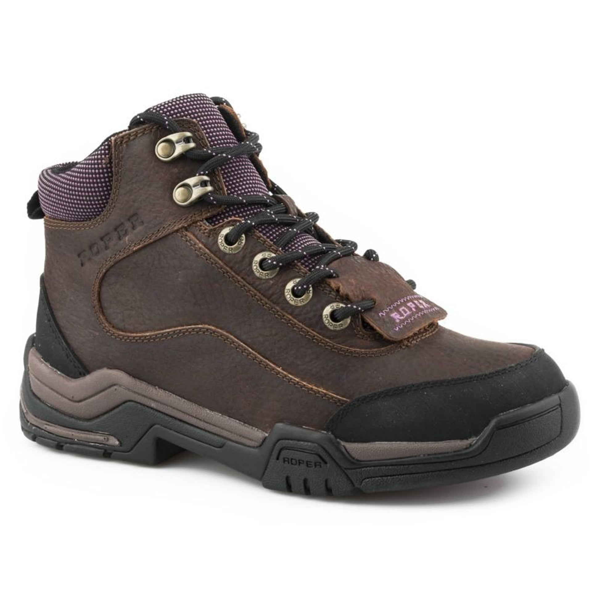 Roper Ladies Terra Kiltie Lace Up Boots Brown 10