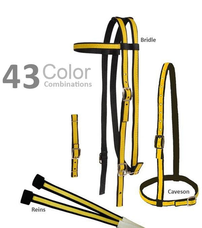 Jacks Two Tone Race Bridle Set 3/4" Black/Neon Pin